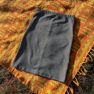 vtg vintage 70s houndstooth short skirt boho black white 1970s retro mod